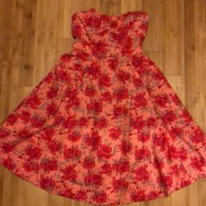 Strapless floral midi dress